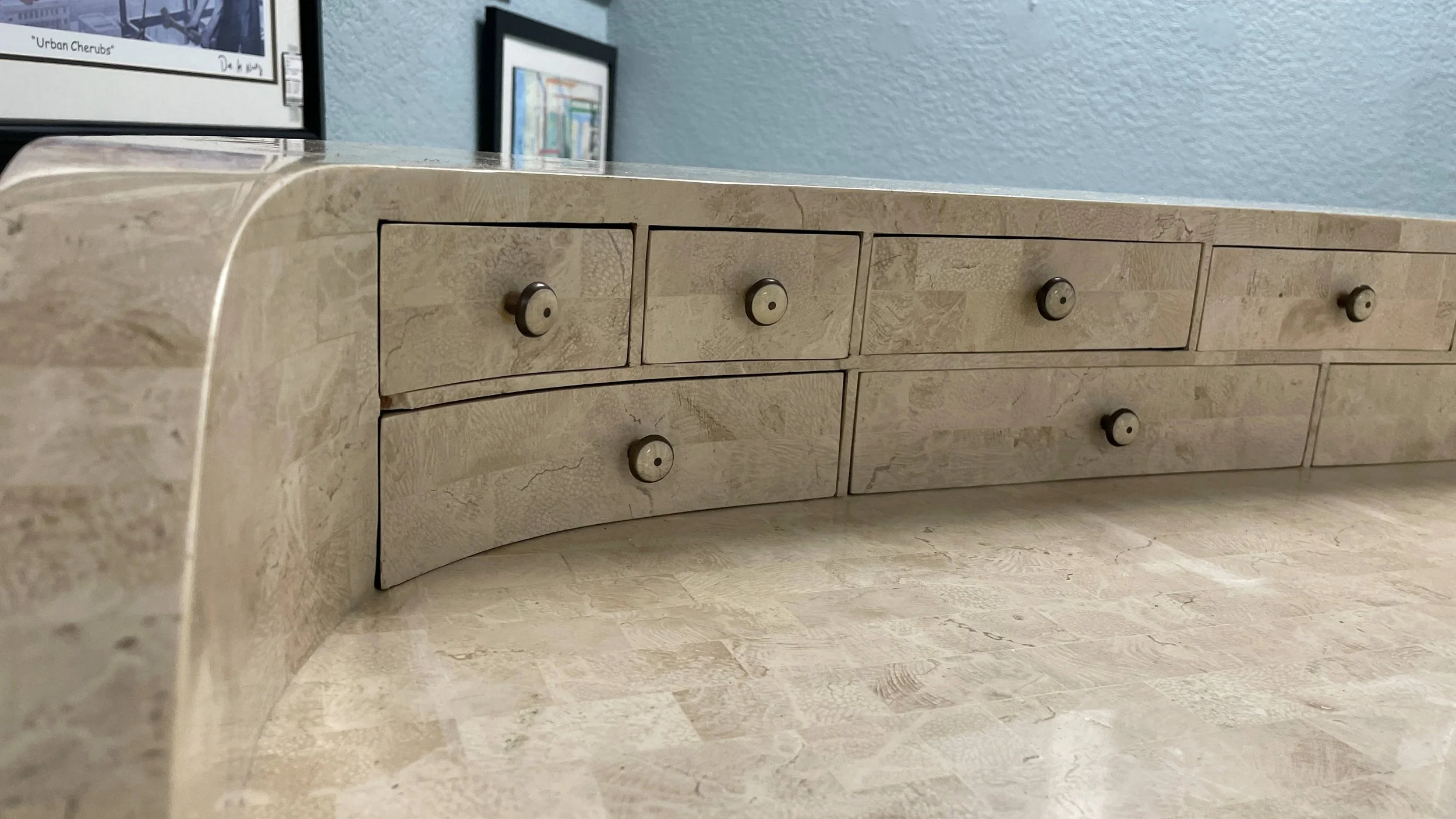 Maitland Smith メイトランドスミス　ストーンタイル　ストーンデスク Encore Furniture Gallery-Maitland Smith Tessellated Stone Writing Desk
